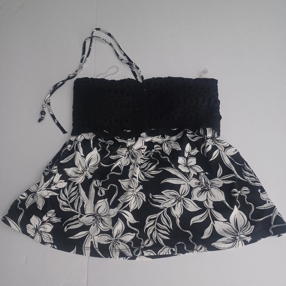NOBO Hawaiian Print Halter Top Sz M